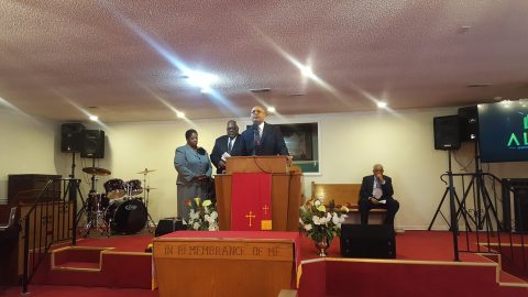South Central Conference President Benjamin Jones, Jr. installed Pastor Gary Jones on December 29, 2018. Pastor Jones is joined here by his wife Debra Jones. 